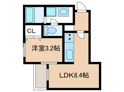 Q-STAGE和白(1LDK/1階)の間取り写真