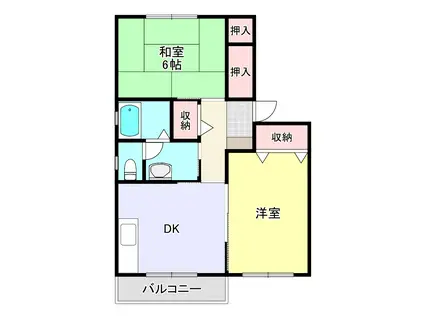 リバティーヒルズV(2DK/1階)の間取り写真