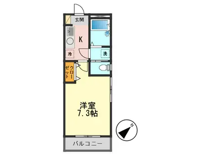 キディア・フォーラムI(1K/2階)の間取り写真