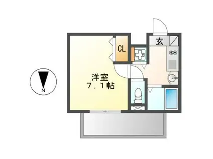 プレサンス覚王山D-STYLEII(1K/11階)の間取り写真