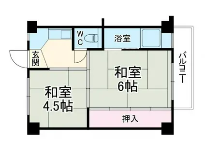 ビレッジハウス永覚新町(2K/2階)の間取り写真