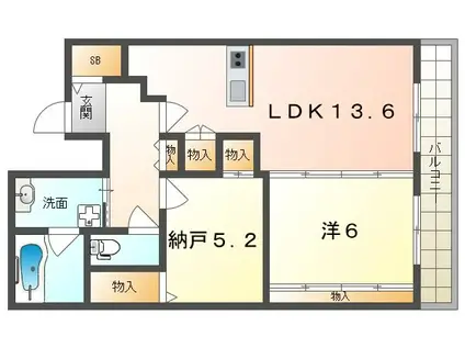 LUXE SHOEI NEYAGAWA MIDORIMACHI(1SLDK/5階)の間取り写真