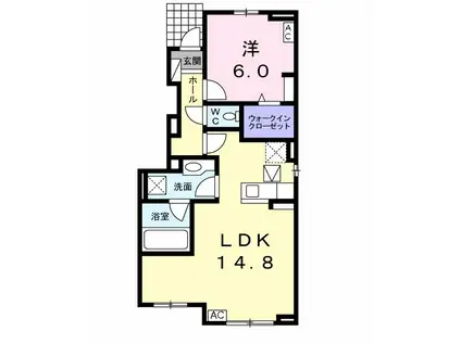 ソリジェII A(1LDK/1階)の間取り写真
