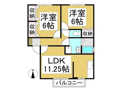 フローレンス・エムE棟(2LDK/2階)の間取り写真