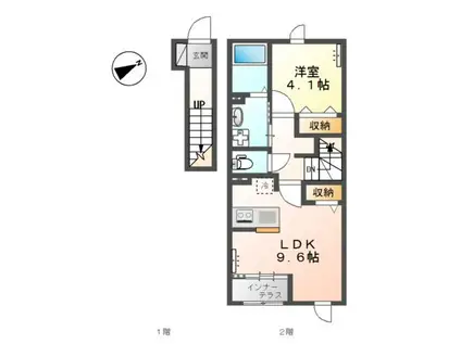 スターテラスII中島(1LDK/2階)の間取り写真