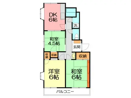 田仲第2ビル(3DK/2階)の間取り写真