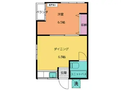 多摩都市モノレール 高松駅(東京) 徒歩16分 2階建 築45年(1DK/2階)の間取り写真