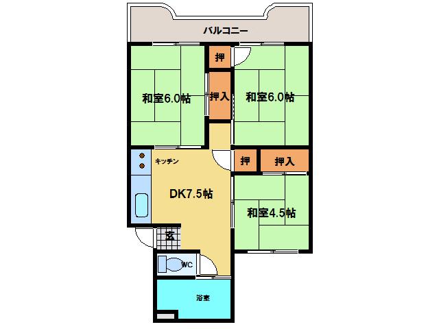 新浜マンション(3DK/3階)の間取り写真