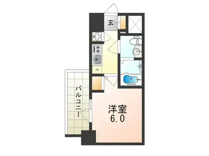 エスリード天王寺町北(1K/11階)の間取り写真