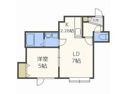 楓ガーデン(1LDK/1階)の間取り写真