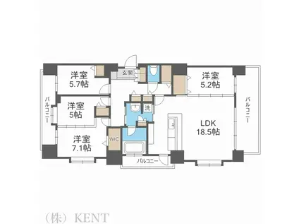 クリーンリバーフィネス知事公館(4LDK/3階)の間取り写真
