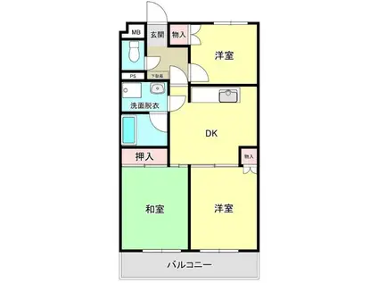 ビラペディメント(3DK/3階)の間取り写真