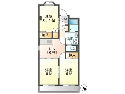 エクセルメゾンB(3DK/2階)の間取り写真