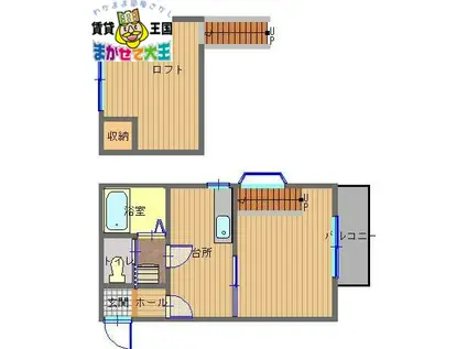 シャーレンEF(1SK/2階)の間取り写真