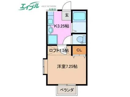 パルテール(1K/2階)の間取り写真