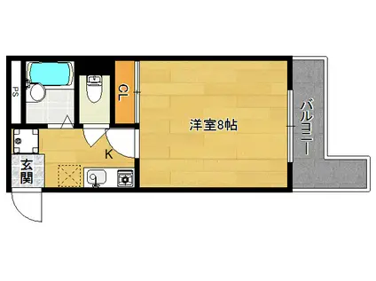 フラットKSR(1K/2階)の間取り写真