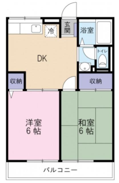 パレスエンドウA(2DK/2階)の間取り写真