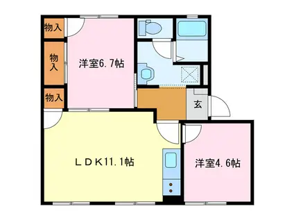 ウィンディーSUZUKA A(2LDK/1階)の間取り写真