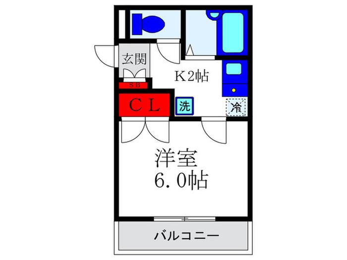 ドミール豊中(1K/4階)の間取り写真