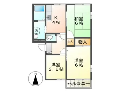 グランメールA(3K/2階)の間取り写真