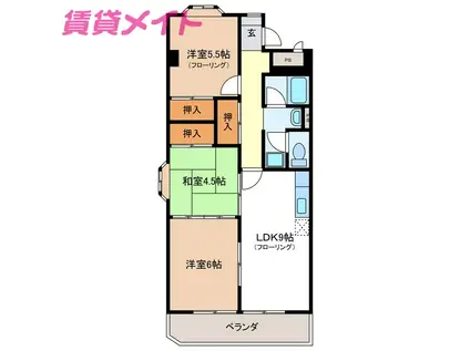 ハウスクローネ(3LDK/3階)の間取り写真