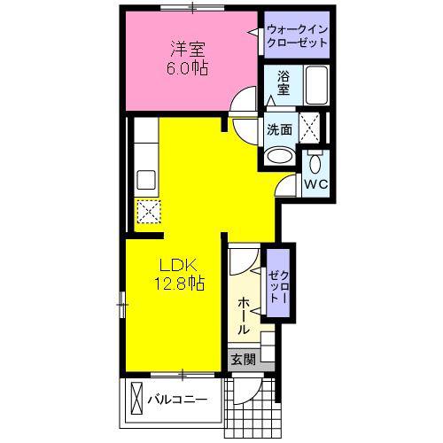 プラシードII(1LDK/1階)の間取り写真