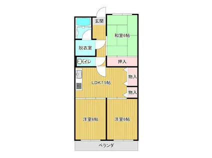 ヴィラ花水木(3DK/1階)の間取り写真