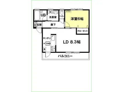 アーバニズム62C(1LDK/1階)の間取り写真