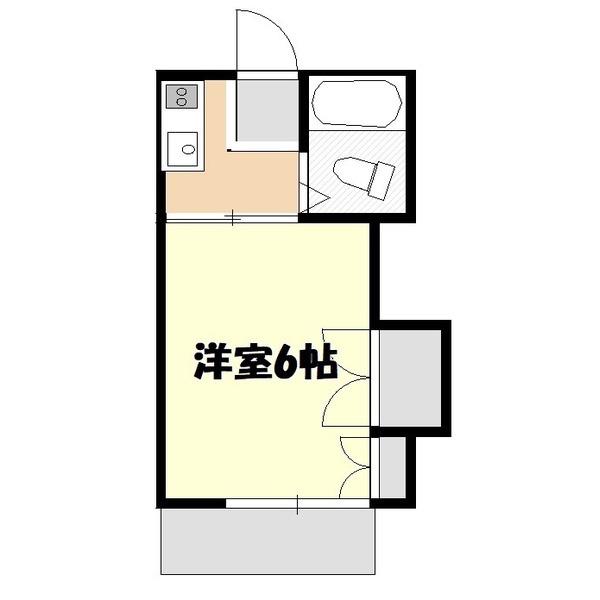 カーサ東松山A(1K/2階)の間取り写真