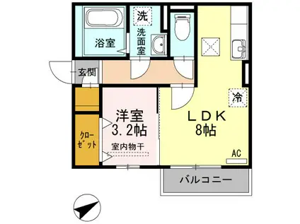 リッチローズ(1LDK/1階)の間取り写真