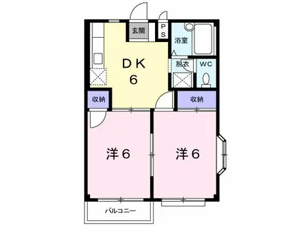 サン・フロームI(2DK/2階)の間取り写真