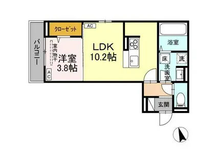 D-RESIDENCE曙町一丁目(1LDK/1階)の間取り写真