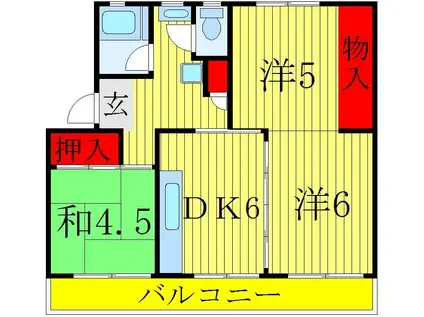 牧の原団地2-10(3DK/5階)の間取り写真