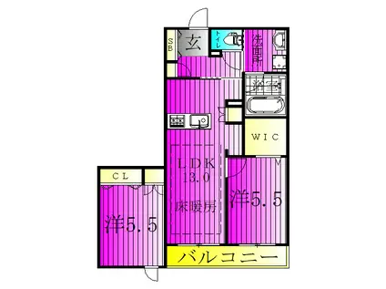 プレミアメゾン(2LDK/3階)の間取り写真