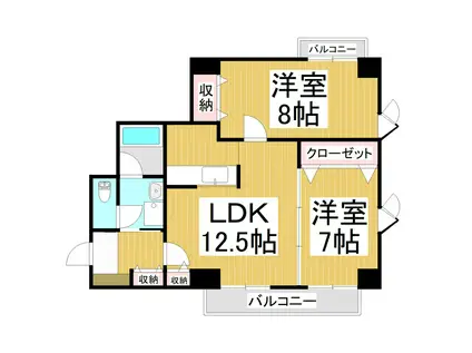 センターウィング(2LDK/3階)の間取り写真