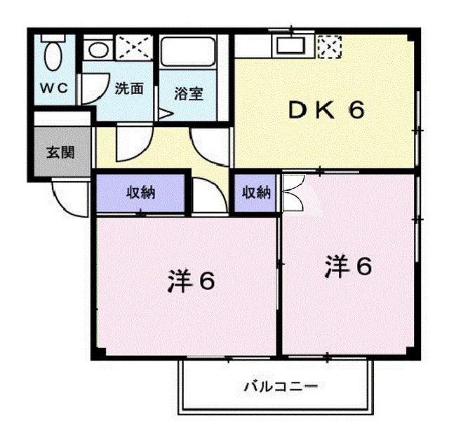 サニーハウスA(2DK/2階)の間取り写真