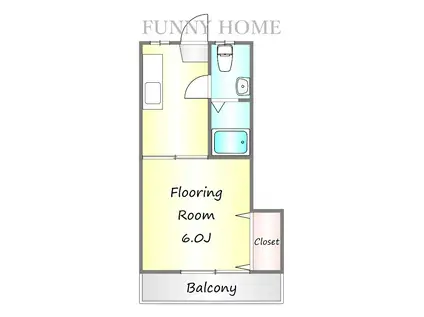 ハイツ山梨(1K/2階)の間取り写真