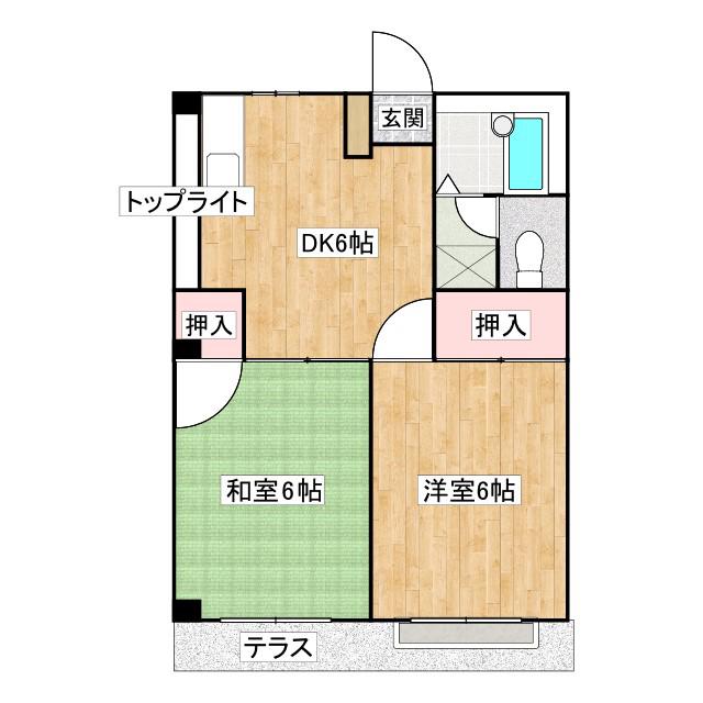 エルディム希望(2DK/1階)の間取り写真