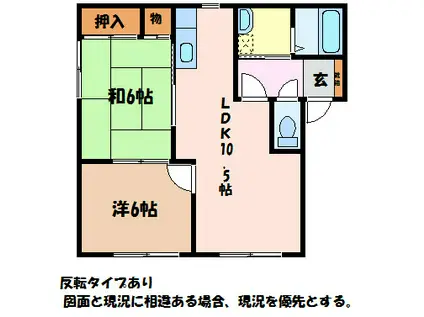 フロンティア押花 D棟(2LDK/2階)の間取り写真