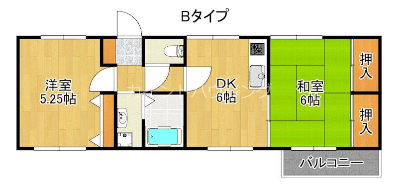 フラットコート(2DK/2階)の間取り写真