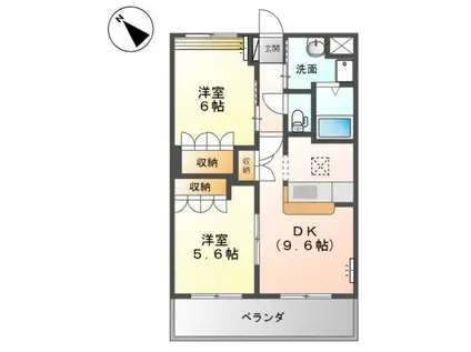 ドリームエンジェル(2DK/1階)の間取り写真