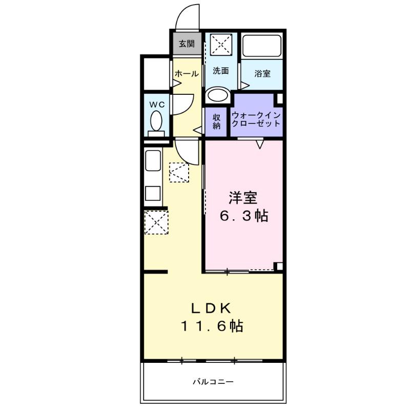 ヒカルサ堺市大野芝(1LDK/1階)の間取り写真