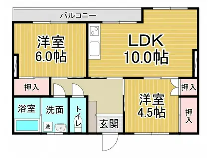 第1今井ビル(2DK/3階)の間取り写真