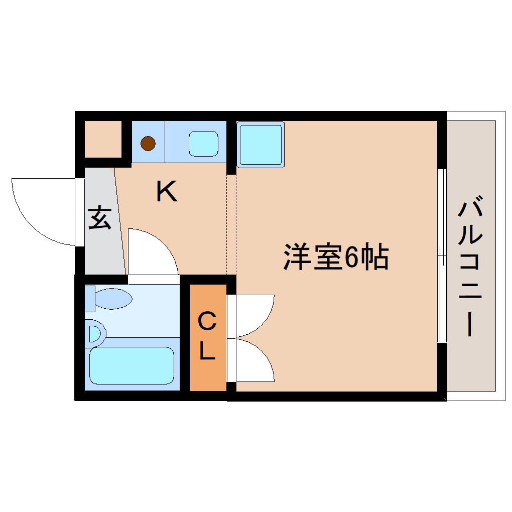 ジュネス神殿(1K/1階)の間取り写真