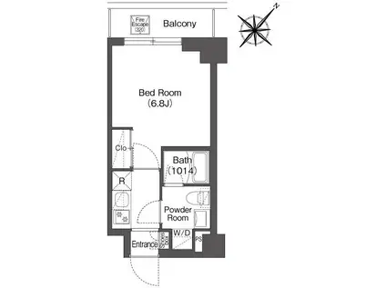 BPRレジデンス南行徳(1K/3階)の間取り写真