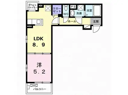 メゾン・ド・アベニール III(1LDK/2階)の間取り写真
