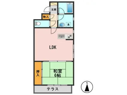 コスモプレイス西小岩(1LDK/1階)の間取り写真