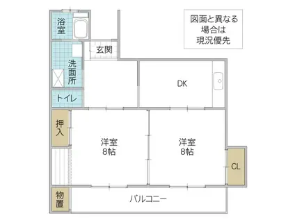 シャトー多賀(2DK/3階)の間取り写真