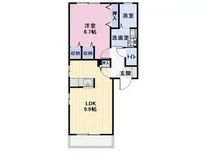 アムール B(1LDK/2階)の間取り写真