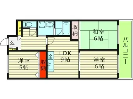シャトーレイクルイーズ(3LDK/9階)の間取り写真